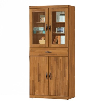 文創集 瑪米2.6尺四門單抽書櫃/收納櫃-79x39x182cm免組