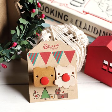 聖誕禮物/聖誕節交換禮物 Xmas Tinny 真皮革集線器 聖誕老人麋鹿