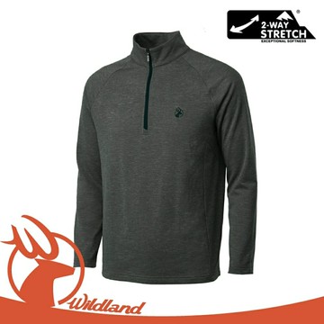 【Wildland 荒野 男 彈性緹花刷毛保暖上衣《黑》】OA62616/立領上衣/刷毛衣/開襟上衣/彈性