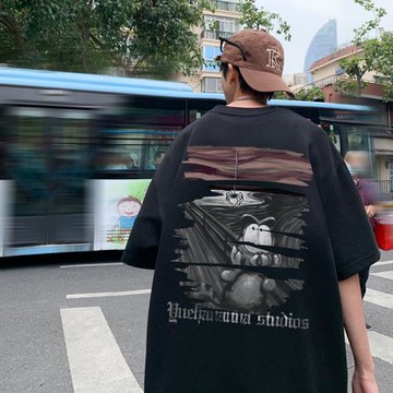 重磅純棉短袖t恤男夏季美式潮牌oversize寬松百搭青少年半袖體恤