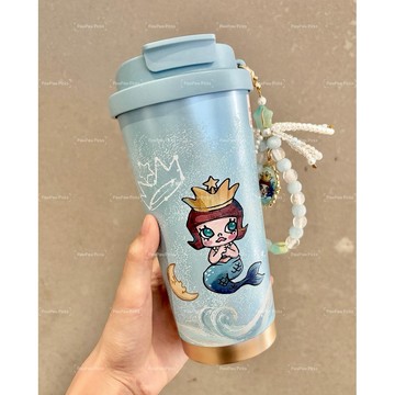 在台現貨24hrs出貨♡【星巴克x泡泡瑪特MOLLY】中國限定 STARBUCKS聯名不鏽鋼配掛鏈保溫杯咖啡杯