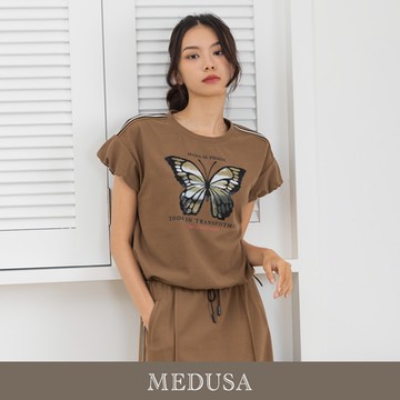現貨【MEDUSA 曼度莎】蝴蝶抽繩泡泡袖上衣（M-XL）｜女短袖上衣 休閒上衣