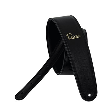 Picco 皮革手工背帶 吉他/貝斯通用 宇宙人方Q監製 台灣職人手作 2.5吋寬版 純黑 Pure Black