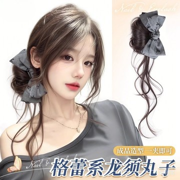 丸子頭假髮髮圈 蝴蝶結抓夾 花苞頭髮飾 自然仿真懶人盤髮神器 假髮包