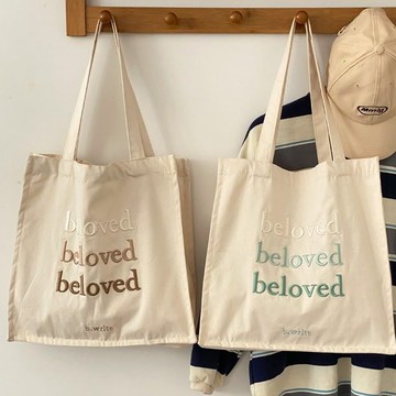 【 只賣現貨】chin風 Beloved刺繡簡約百搭大容量單肩帆布包 單肩包 托特包 帆布包 包包 單肩包肩背包#711