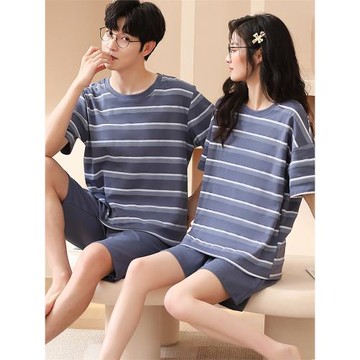 夏季情侶睡衣純棉短袖短褲卡通套裝夏天男女甜美休閑家居服可外穿