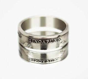 新加坡硬幣戒指 50 美分 1967-1985 年獅子魚硬幣戒指男士硬幣戒指