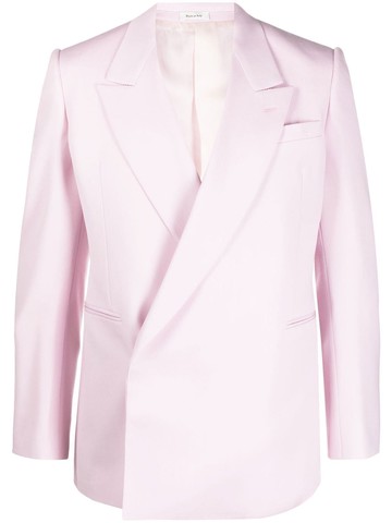 Alexander McQueen - off-centre fastening wool blazer - men - Wool/Cotton/Cupro - 46 - Pink