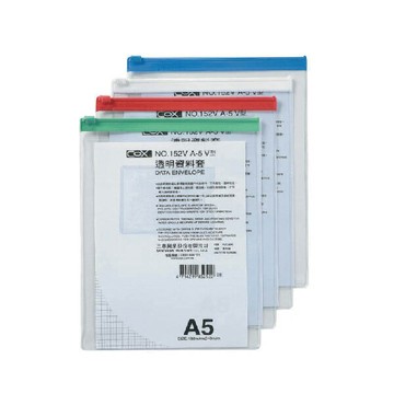 COX 三燕 A5 直式 透明資料套  顏色隨機 12個 /包  NO.152V