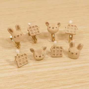 森林小動物麵包與香草奶油鬆餅套餐-手作耳環