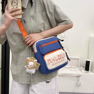 小清新簡約撞色帆布包包女2025新款潮ins日系網紅學生單肩斜挎包