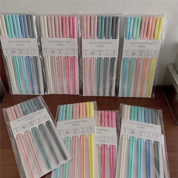 彩色八角筷塑料無漆耐高溫抗菌日式尖頭壽司筷 洗碗機可用五雙裝