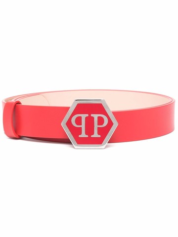 Philipp Plein - Hexagon leather belt - women - Calf Leather - 80 - Red