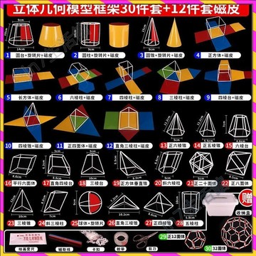 【台灣發貨🚚】數學教具✅磁吸幾何圖形教具 立體幾何模型 表面積演示器 初中高中數學教具 幾何圖形演示器