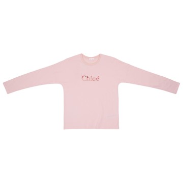 Chloé Kids logo 刺繡棉 T-Shirt