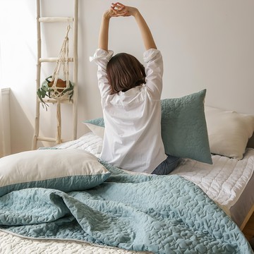 The Zari 環保抗菌超細纖維鋪棉兩用被  淺灰綠 + 米白色  S/SS