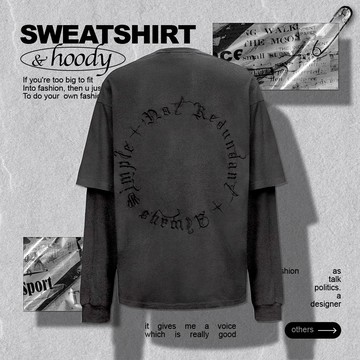 歌德刺繡假兩件薄長T