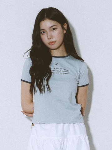 Lettering Ringer T-shirt Blue Navy