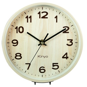 Kinyo 木紋風桌掛兩用鐘  木紋 米黃色
