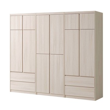 直人木業-TESS淺橡極簡風開門衣櫃組237公分(兩個二抽79公分+雙吊79公分)