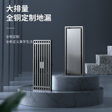 地漏 全銅地漏8*20淋浴房衛生間酒店大排量隱形直條地漏防臭