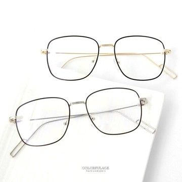 鏡框 細版金屬方框鏤空腳架平光眼鏡 文青造型首選【NY397】 柒彩年代