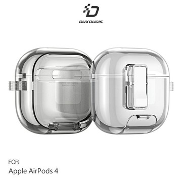DUX DUCIS Apple 蘋果 AirPods 4 冰晶支架保護套 保護殼 防摔殼 透明殼 透色殼 按鈕卡扣