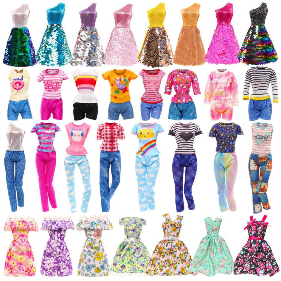 BARWA 10 Sets Doll Clothes Including Sequins Dresses Fashion Floral Dre