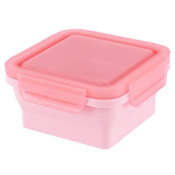 HOUSUXI 舒希 正方形矽膠折折盒 櫻粉色  1入  1個
