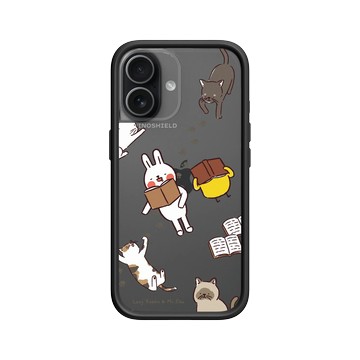 iPhone 17 Mod NX -邊框背蓋組合 (相機按鈕) 黑 - 懶散兔與啾先生 Lazy Rabbit and Mr.Chu - 一起午睡