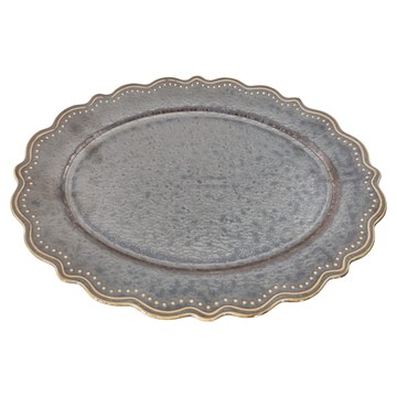 橢圓皿  溶岩釉點紋  1個  黑色  23cm