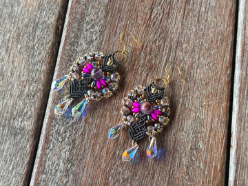 20251143 Macrame 南美蠟線 極光23 Swarovski  耳環