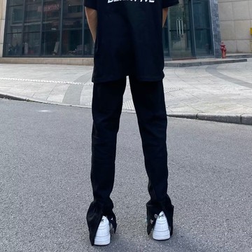cleanfit微喇叭褲男黑色百搭高街秋冬新款水洗長褲男