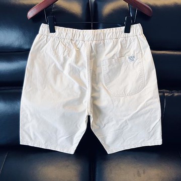 高端品質米杏工裝休閑短褲男夏潮牌刺繡松緊腰系繩寬松五分沙灘褲