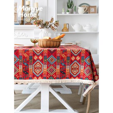 蔓越家 摩洛哥復古ins桌布棉麻麻布餐桌布布藝長桌布波西米亞臺布