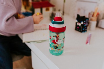 LAGOON 兒童吸管杯 14oz (400ml) – 淺綠色+火烈鳥