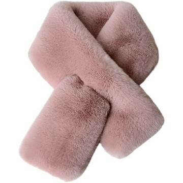 韓版女士鼕季仿獺兔毛圍脖雙麵毛絨加厚圍巾皮草保暖毛毛脖套披肩 QJFA