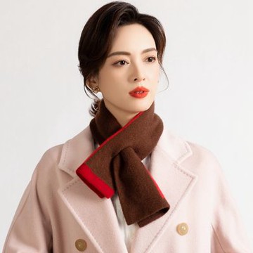 【達賀尊爵】100%純羊毛交叉小圍巾男女情侶同款護頸保暖冬季百搭拼色穿孔圍脖