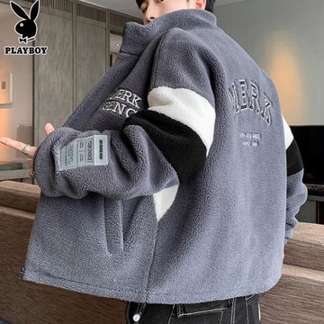 花花公子羊羔絨外套男士棉衣2026冬季新款潮牌加厚保暖立領棉服男