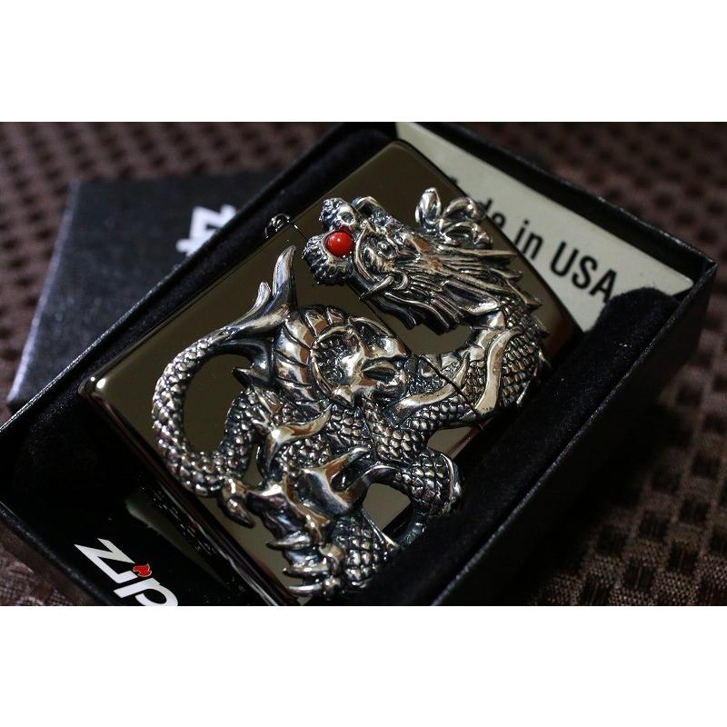 ZIPPO メタルドラゴン ブラック 黒 龍 竜 銀 人気 開運ジッポ レア 重厚ジッポ かっこいい ドラゴン ジッ