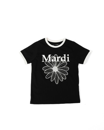 MARDI MERCREDI 童裝 撞色 印花短TEE 黑色 經典小雛菊 象牙花 純棉 KIDS RINGER TSHIRT FLOWERMARDI