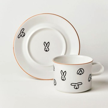 韓國 WARMGREY TAIL 陶瓷馬克杯盤組 奶油兔