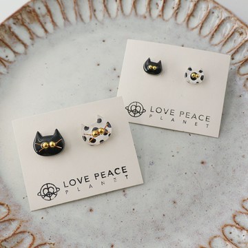 貓貓好朋友耳環 | 點點黑