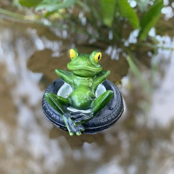 [Green party] 花園庭院水上趣味漂浮青蛙樹脂擺件室外水池仿真動物裝飾池塘