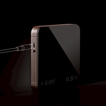 Hero 靈智LED點陣玻璃金屬流速咖啡電子秤-商務胡桃木款