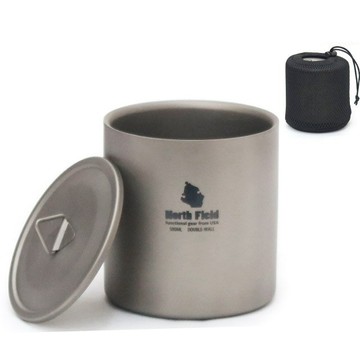 North Field 健康鈦-500ml雙層安全無毒保溫保冰附蓋純鈦杯 (僅149g/環保耐腐蝕)/TK-91110
