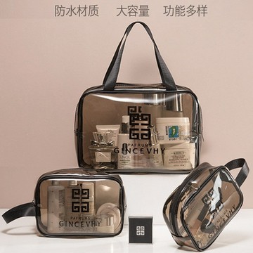 PVC透明化妆包 洗漱包 旅行便携收纳包 防水收納包 大容量收納袋 手提化妆袋 收纳袋 旅行化妝收納包 化妝品收納袋