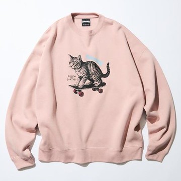 FREAK'S STORE×THRASHER 聯名特別款寬鬆版型 貓咪印花 圓領衛衣