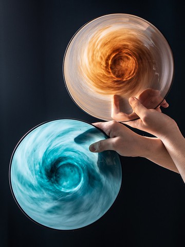 朵頤云紋茶色玻璃碗沙拉碗北歐家用創意個性燕窩碗甜品碗餐廳餐具1入