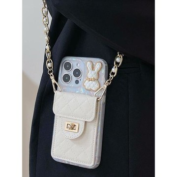 ins風貝殼紋卡包適用蘋果iphone14promax手機殼12可背帶15promax斜挎掛繩14promax新款2024女款13小眾高級感i